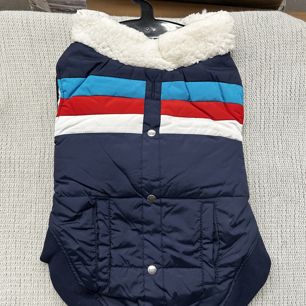 Navy Blue Kids Jacket with Red and Blue Stripes